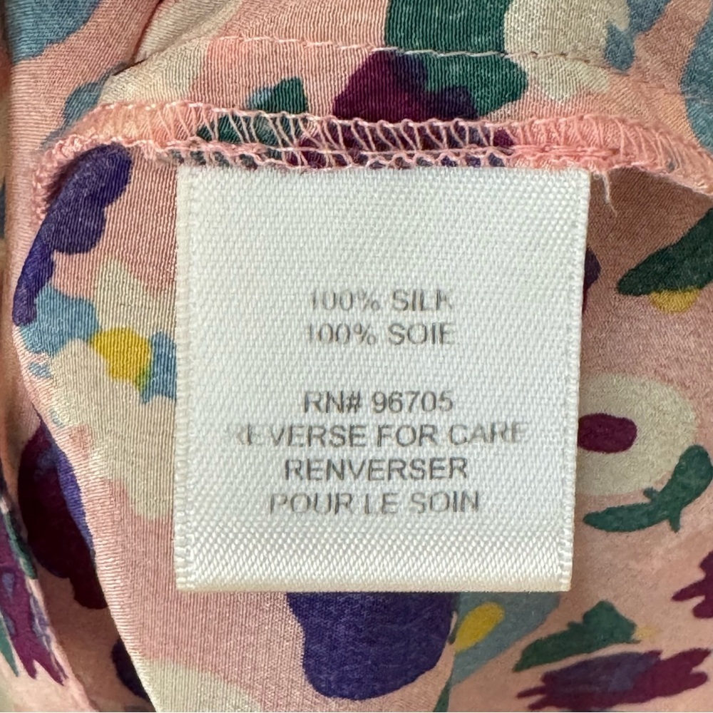 REBECCA TAYLOR 100% Silk Floral Tank Top Ruffle Pink Multicolor Size 8 - Picture 11 of 13